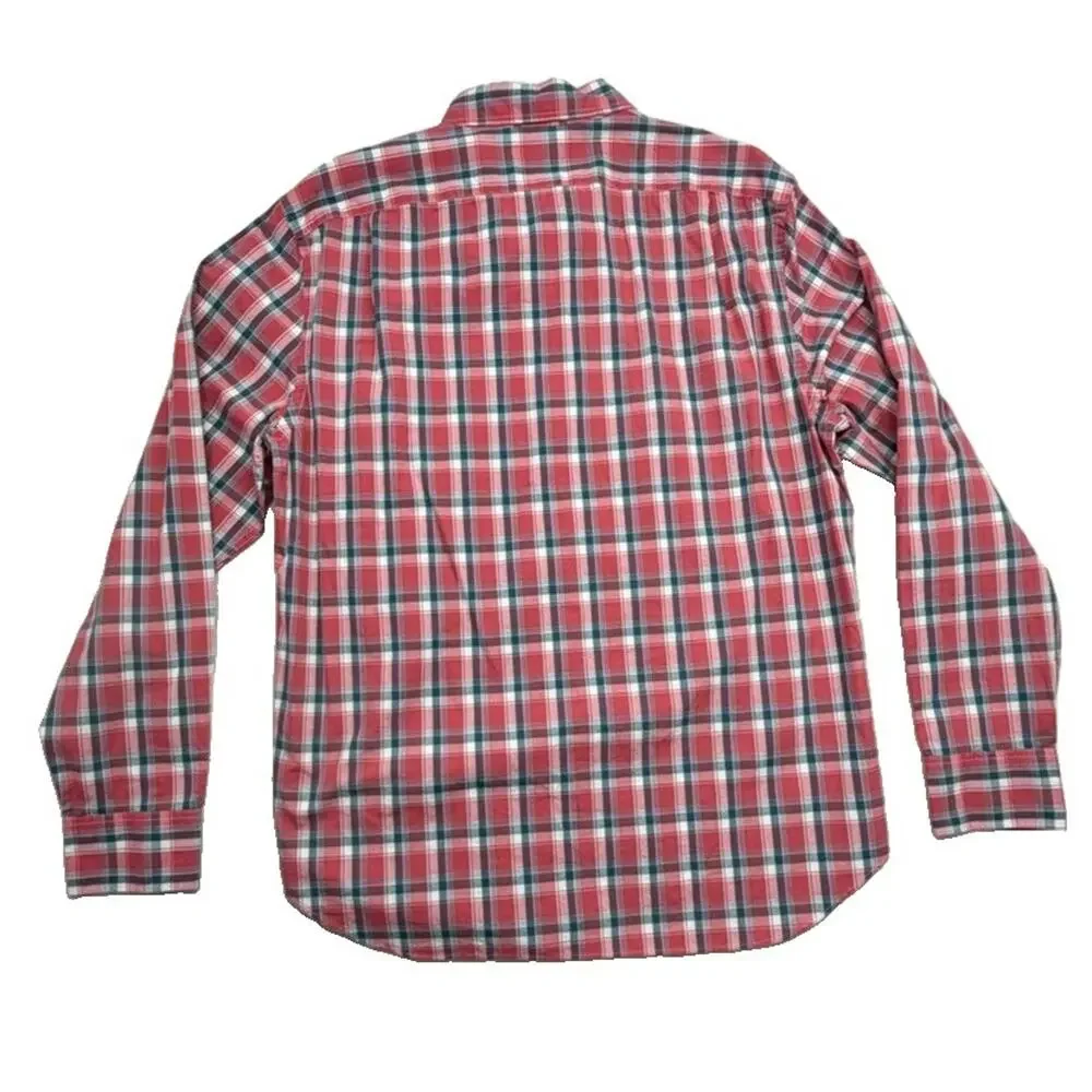 J. Crew Mens Size Large Classic Flex Washed Button Front Shirt Red Blue